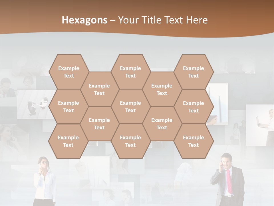 A Man In A Suit Is Standing In Front Of A Wall Of Pictures PowerPoint Template