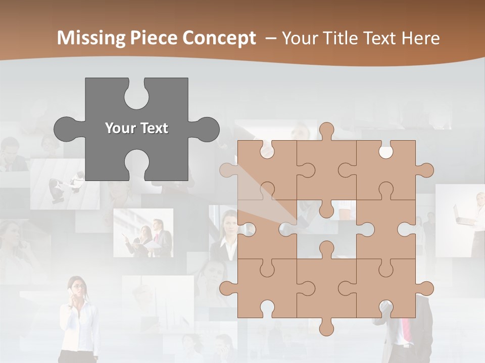 A Man In A Suit Is Standing In Front Of A Wall Of Pictures PowerPoint Template