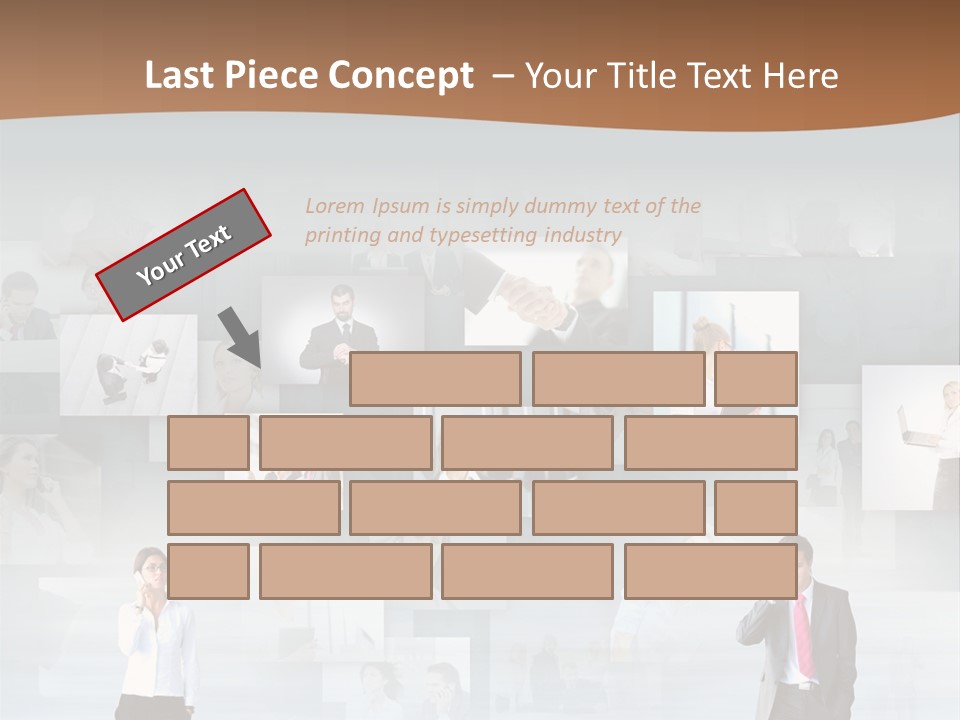 A Man In A Suit Is Standing In Front Of A Wall Of Pictures PowerPoint Template