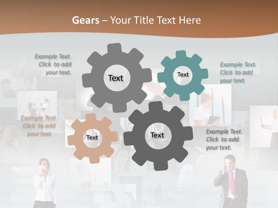 A Man In A Suit Is Standing In Front Of A Wall Of Pictures PowerPoint Template