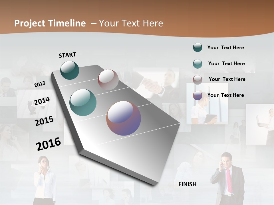 A Man In A Suit Is Standing In Front Of A Wall Of Pictures PowerPoint Template