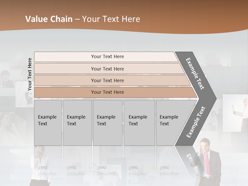 A Man In A Suit Is Standing In Front Of A Wall Of Pictures PowerPoint Template