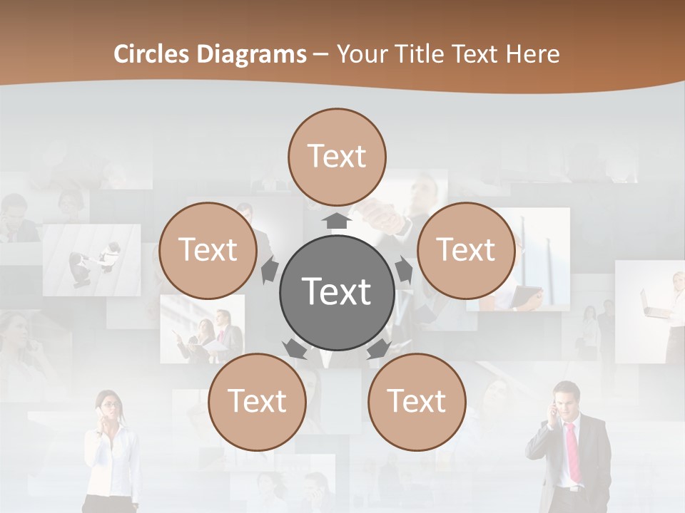 A Man In A Suit Is Standing In Front Of A Wall Of Pictures PowerPoint Template