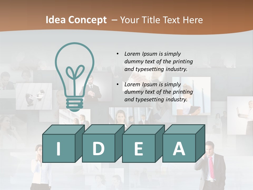 A Man In A Suit Is Standing In Front Of A Wall Of Pictures PowerPoint Template