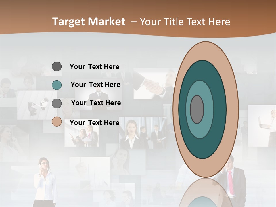 A Man In A Suit Is Standing In Front Of A Wall Of Pictures PowerPoint Template