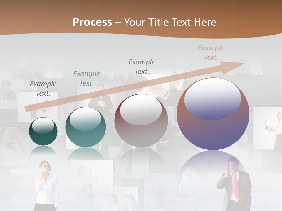 A Man In A Suit Is Standing In Front Of A Wall Of Pictures PowerPoint Template