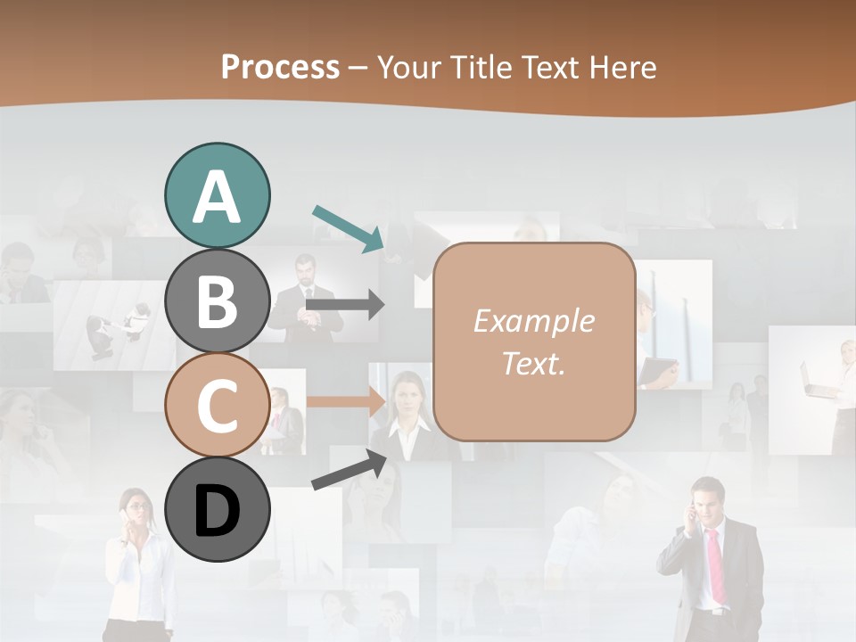 A Man In A Suit Is Standing In Front Of A Wall Of Pictures PowerPoint Template