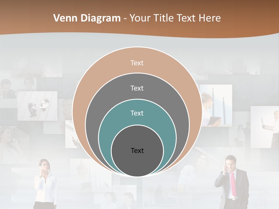 A Man In A Suit Is Standing In Front Of A Wall Of Pictures PowerPoint Template