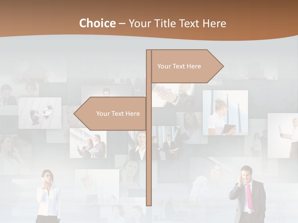 A Man In A Suit Is Standing In Front Of A Wall Of Pictures PowerPoint Template