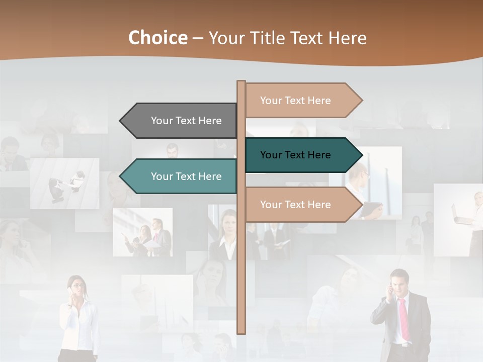 A Man In A Suit Is Standing In Front Of A Wall Of Pictures PowerPoint Template