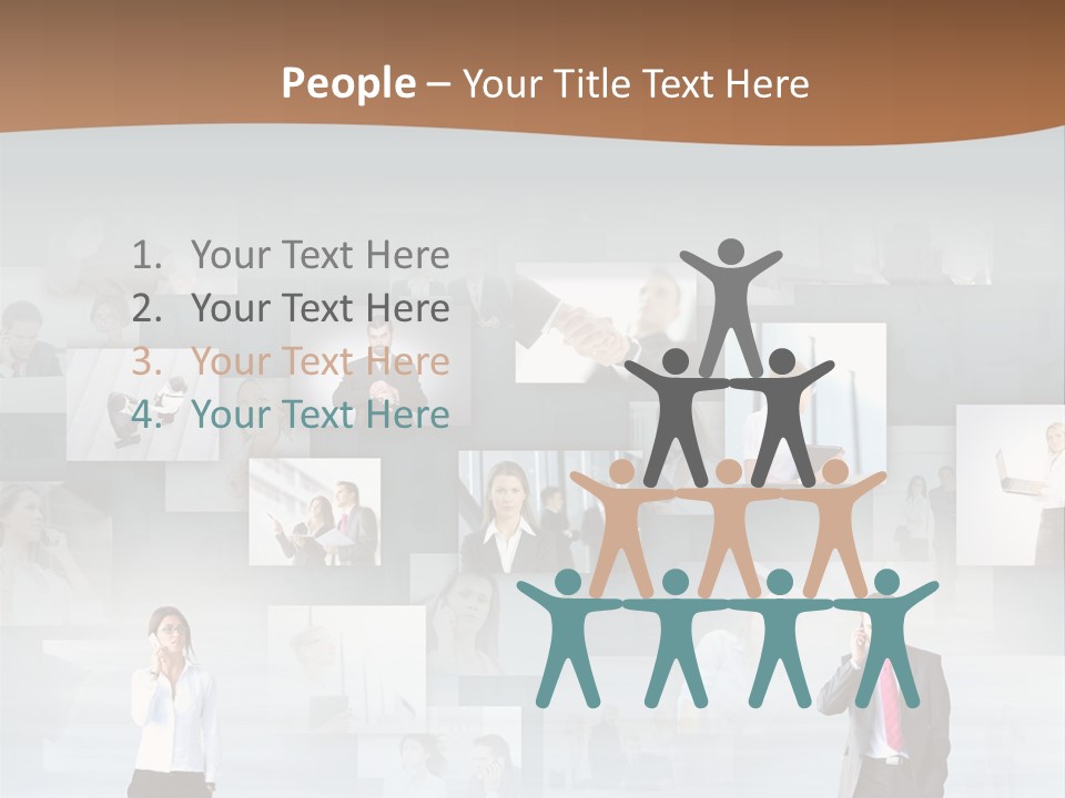 A Man In A Suit Is Standing In Front Of A Wall Of Pictures PowerPoint Template