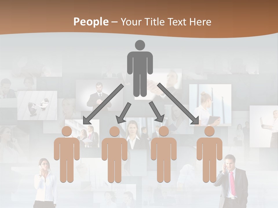 A Man In A Suit Is Standing In Front Of A Wall Of Pictures PowerPoint Template