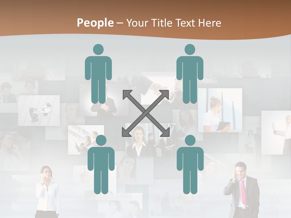 A Man In A Suit Is Standing In Front Of A Wall Of Pictures PowerPoint Template