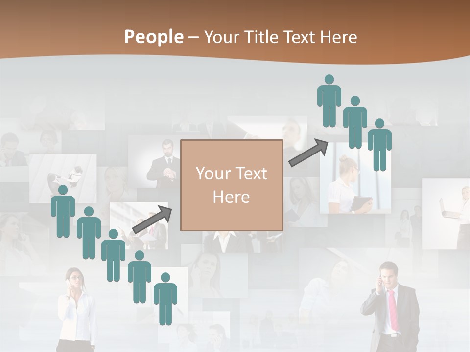 A Man In A Suit Is Standing In Front Of A Wall Of Pictures PowerPoint Template