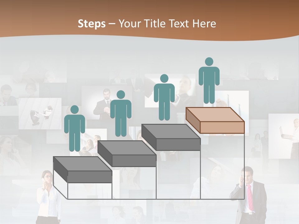 A Man In A Suit Is Standing In Front Of A Wall Of Pictures PowerPoint Template