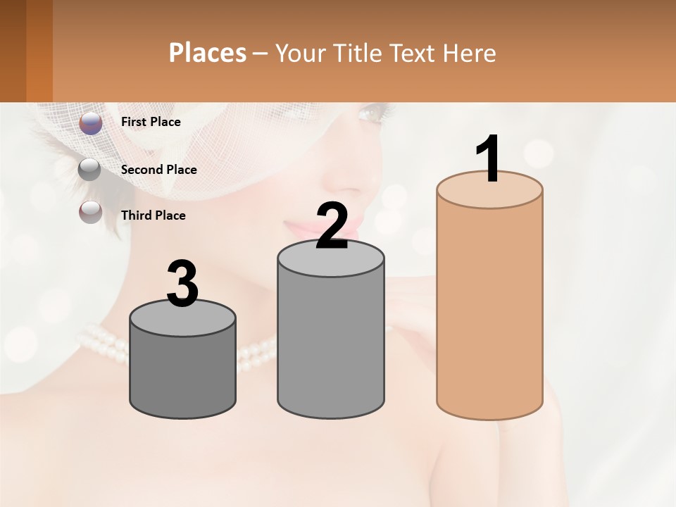 A Woman Wearing A White Hat And Pearls PowerPoint Template