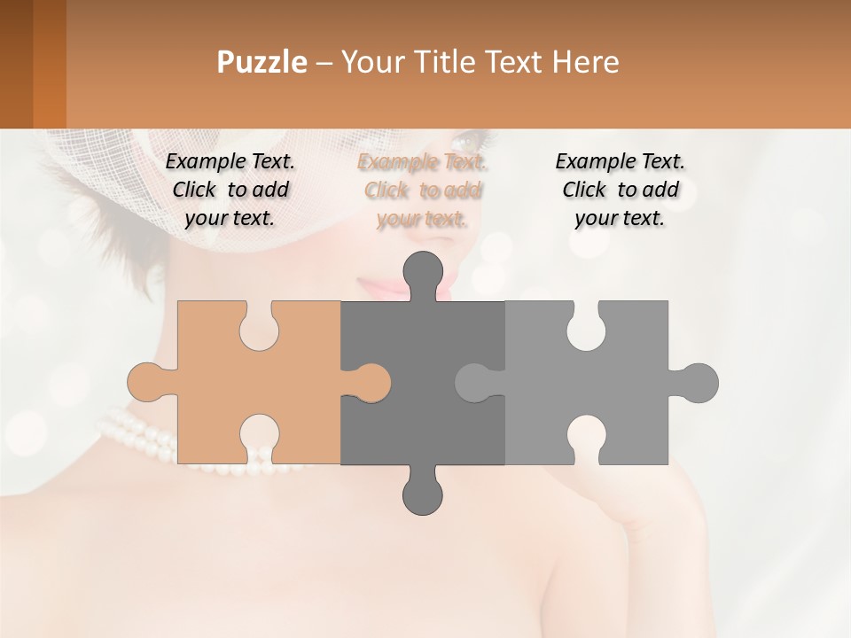 A Woman Wearing A White Hat And Pearls PowerPoint Template