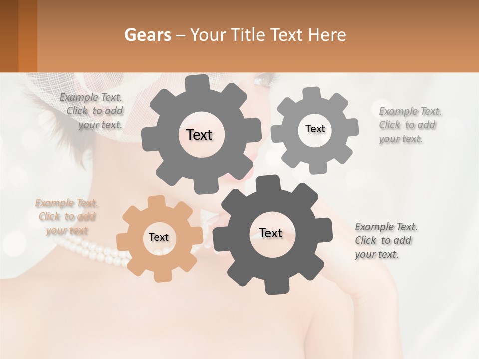 A Woman Wearing A White Hat And Pearls PowerPoint Template