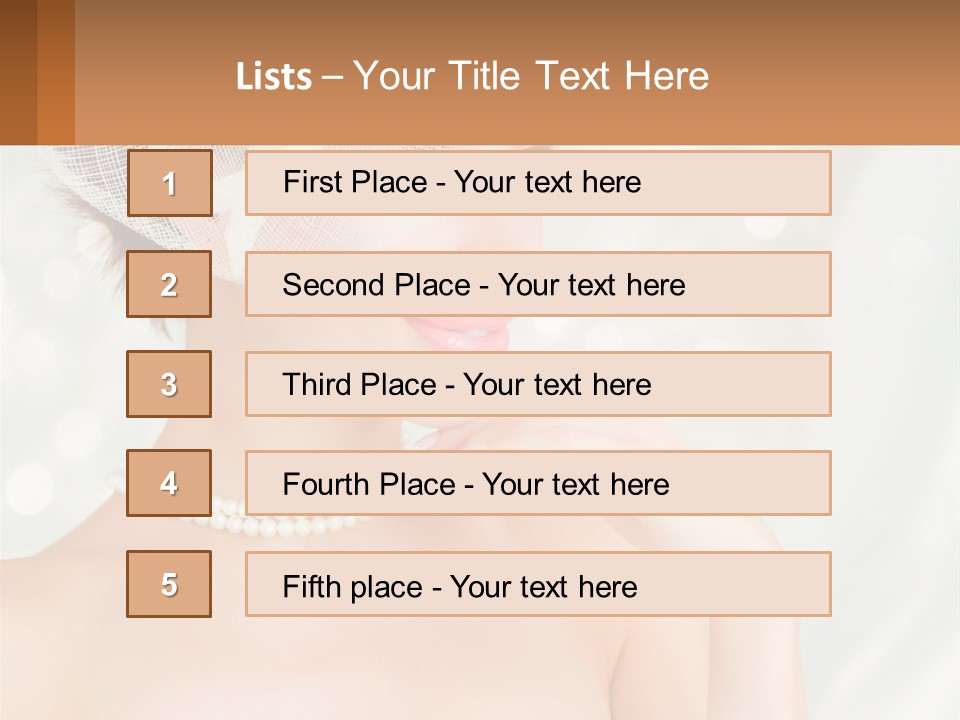 A Woman Wearing A White Hat And Pearls PowerPoint Template