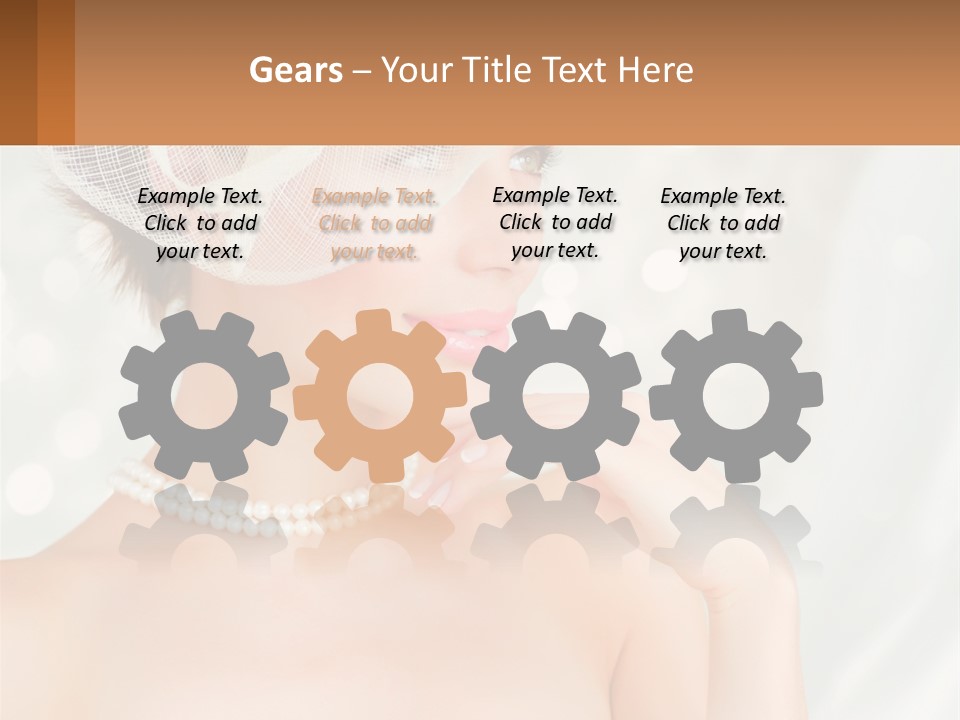 A Woman Wearing A White Hat And Pearls PowerPoint Template