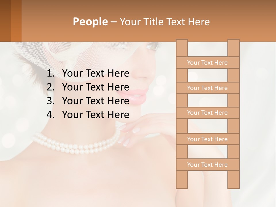 A Woman Wearing A White Hat And Pearls PowerPoint Template