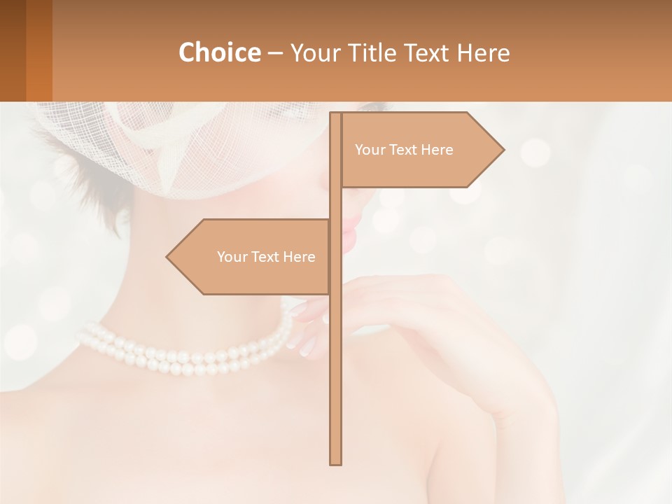 A Woman Wearing A White Hat And Pearls PowerPoint Template