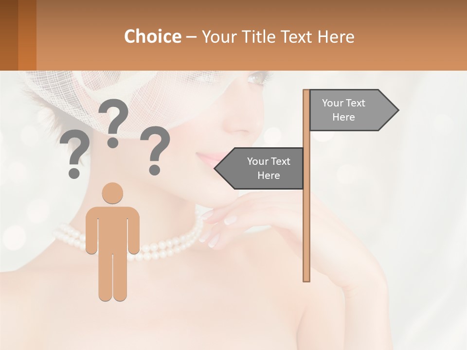 A Woman Wearing A White Hat And Pearls PowerPoint Template