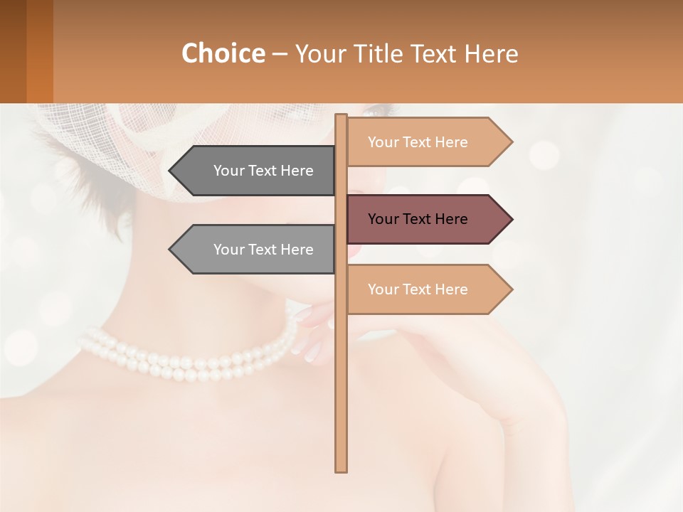 A Woman Wearing A White Hat And Pearls PowerPoint Template
