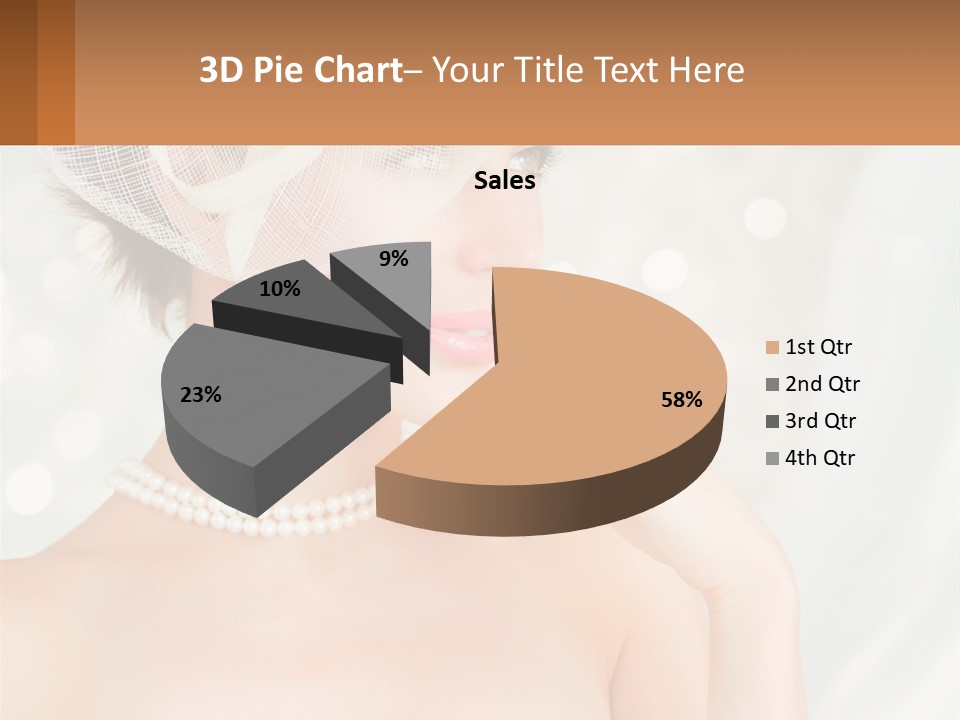A Woman Wearing A White Hat And Pearls PowerPoint Template