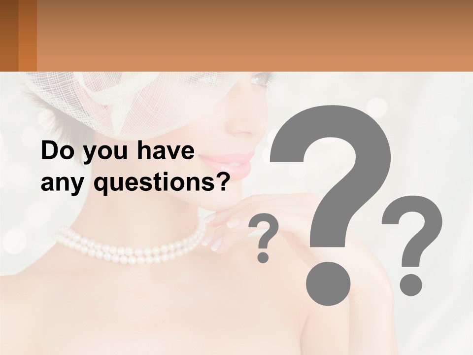 A Woman Wearing A White Hat And Pearls PowerPoint Template