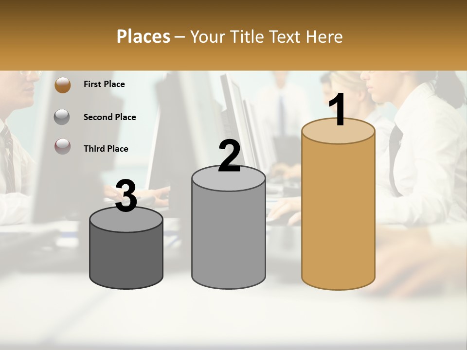 A Group Of People Working On Computers In An Office PowerPoint Template
