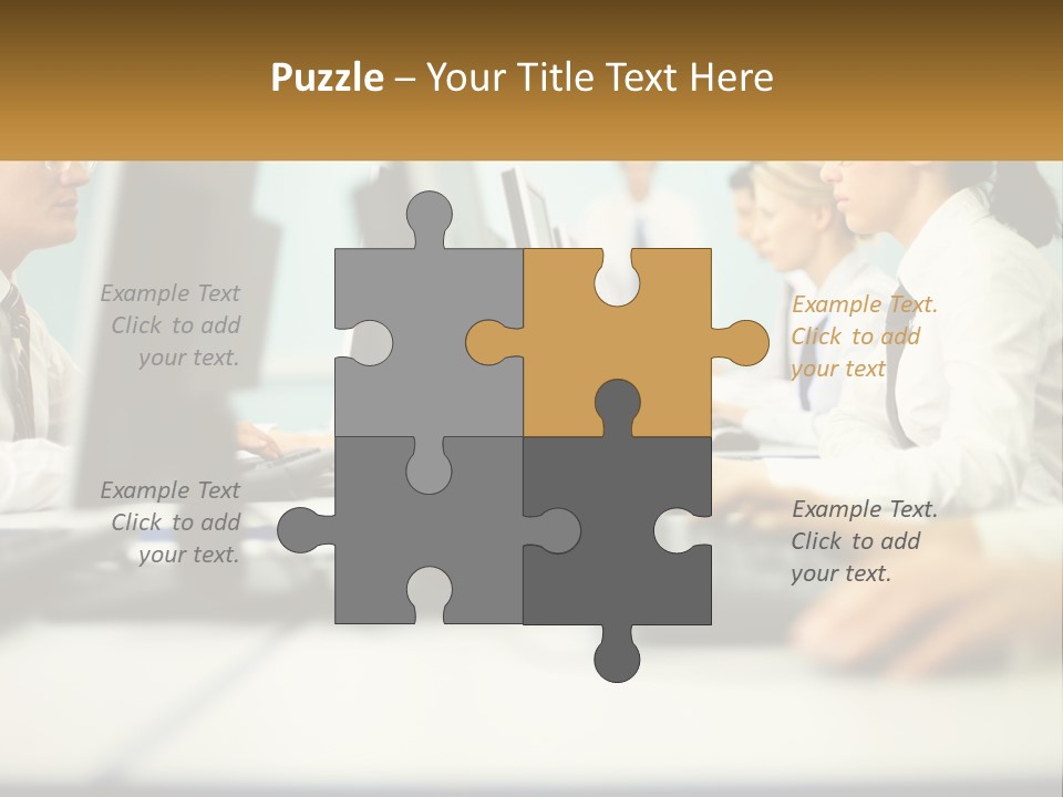 A Group Of People Working On Computers In An Office PowerPoint Template