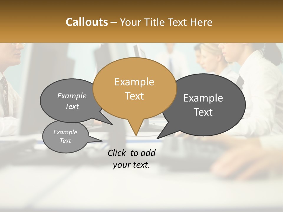 A Group Of People Working On Computers In An Office PowerPoint Template
