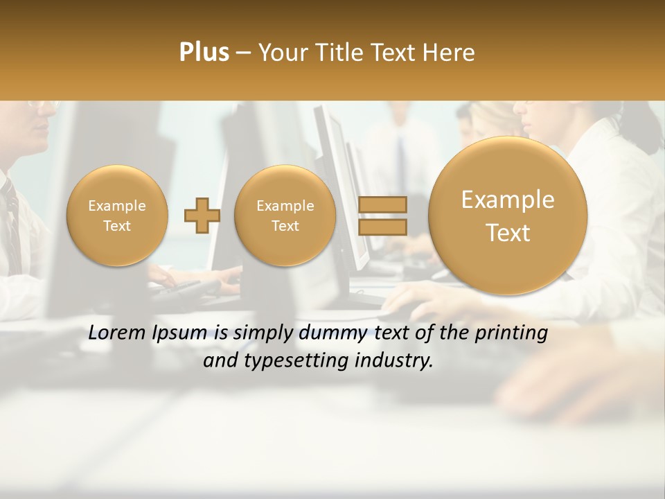 A Group Of People Working On Computers In An Office PowerPoint Template