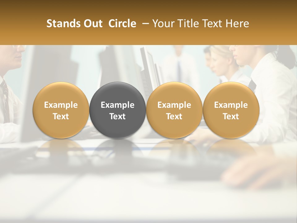 A Group Of People Working On Computers In An Office PowerPoint Template