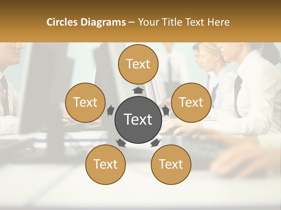 A Group Of People Working On Computers In An Office PowerPoint Template