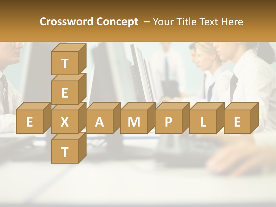A Group Of People Working On Computers In An Office PowerPoint Template