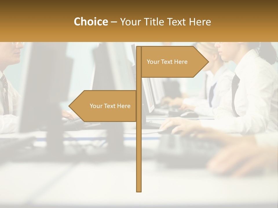 A Group Of People Working On Computers In An Office PowerPoint Template