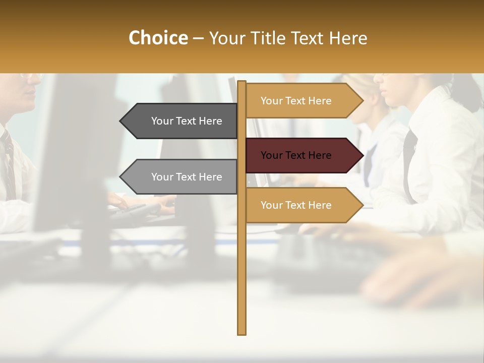 A Group Of People Working On Computers In An Office PowerPoint Template