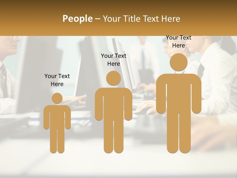 A Group Of People Working On Computers In An Office PowerPoint Template