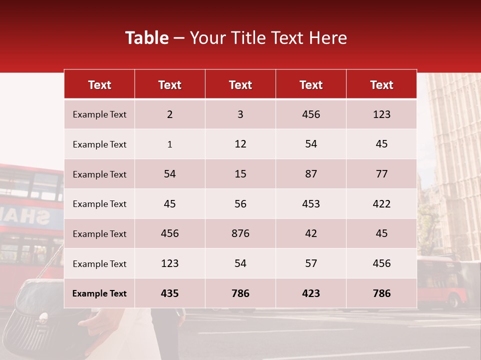 A Man And A Woman Standing In Front Of A Red Double Decker Bus PowerPoint Template