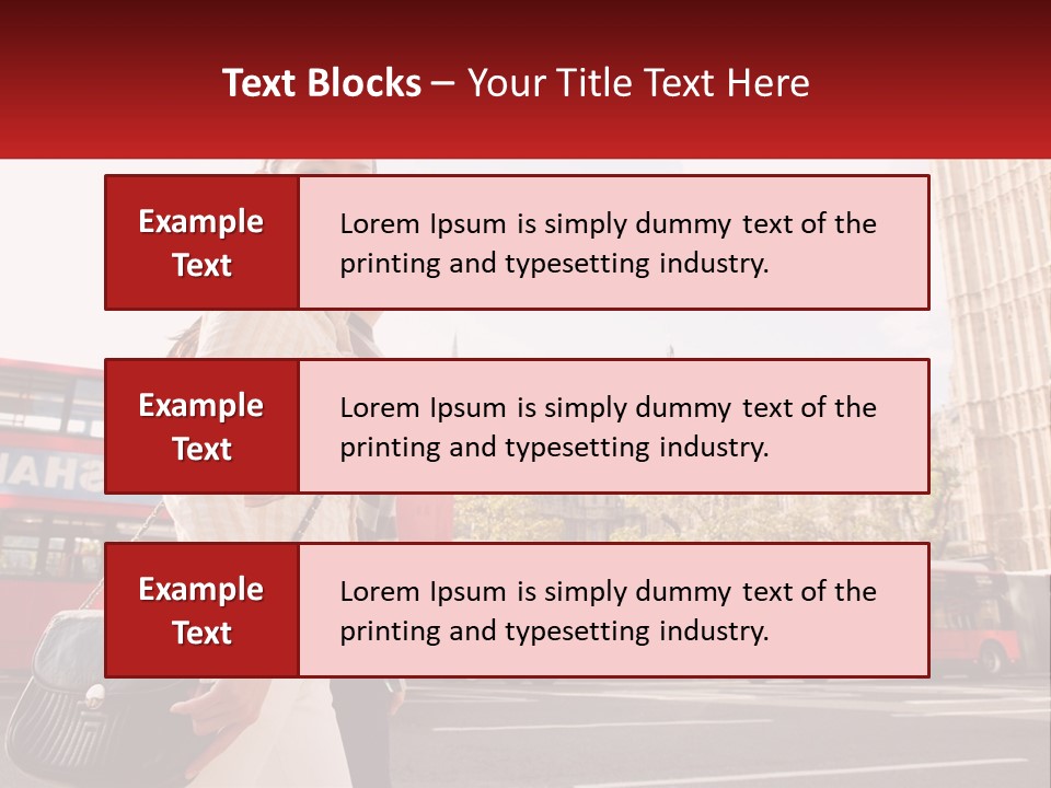 A Man And A Woman Standing In Front Of A Red Double Decker Bus PowerPoint Template