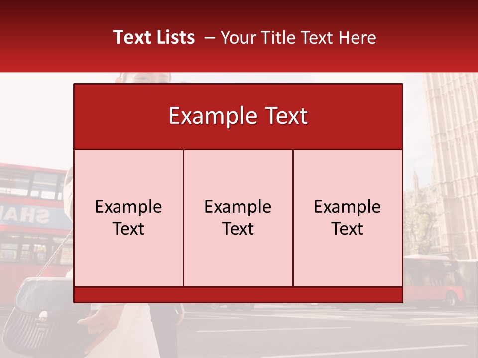 A Man And A Woman Standing In Front Of A Red Double Decker Bus PowerPoint Template