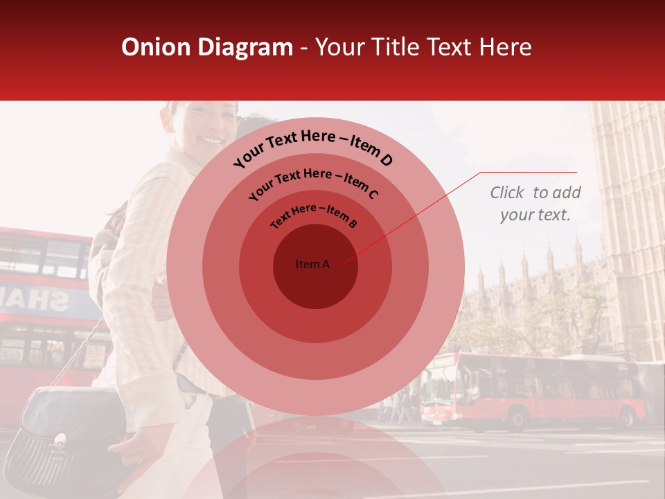 A Man And A Woman Standing In Front Of A Red Double Decker Bus PowerPoint Template