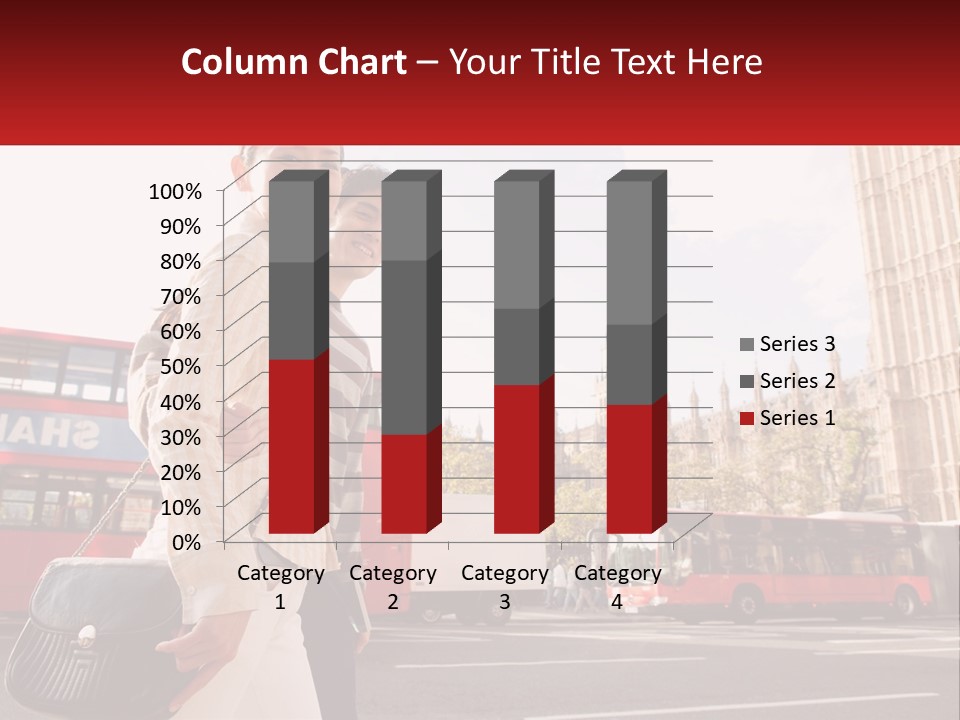A Man And A Woman Standing In Front Of A Red Double Decker Bus PowerPoint Template