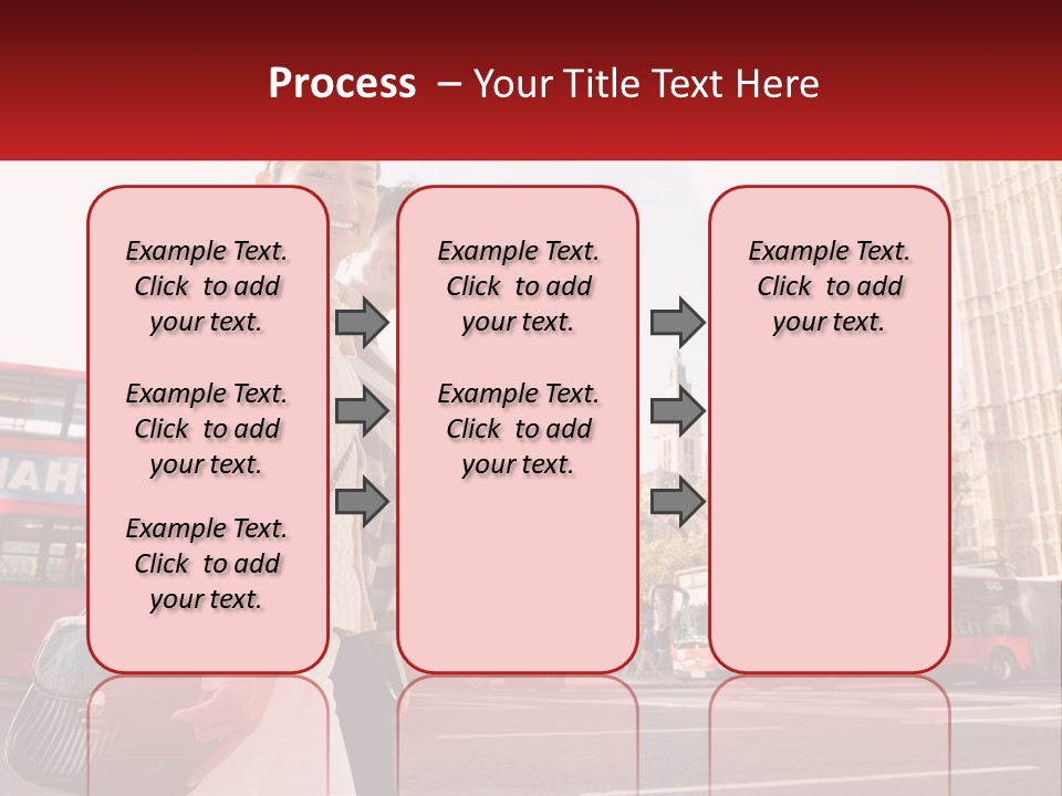 A Man And A Woman Standing In Front Of A Red Double Decker Bus PowerPoint Template