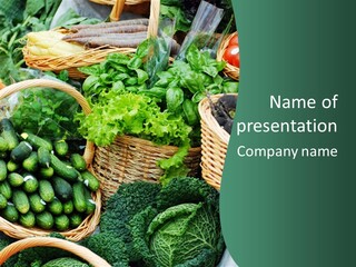 A Bunch Of Baskets Filled With Different Types Of Vegetables PowerPoint Template