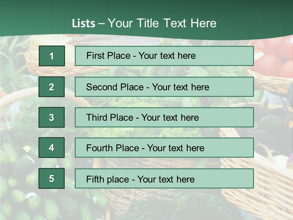 A Bunch Of Baskets Filled With Different Types Of Vegetables PowerPoint Template
