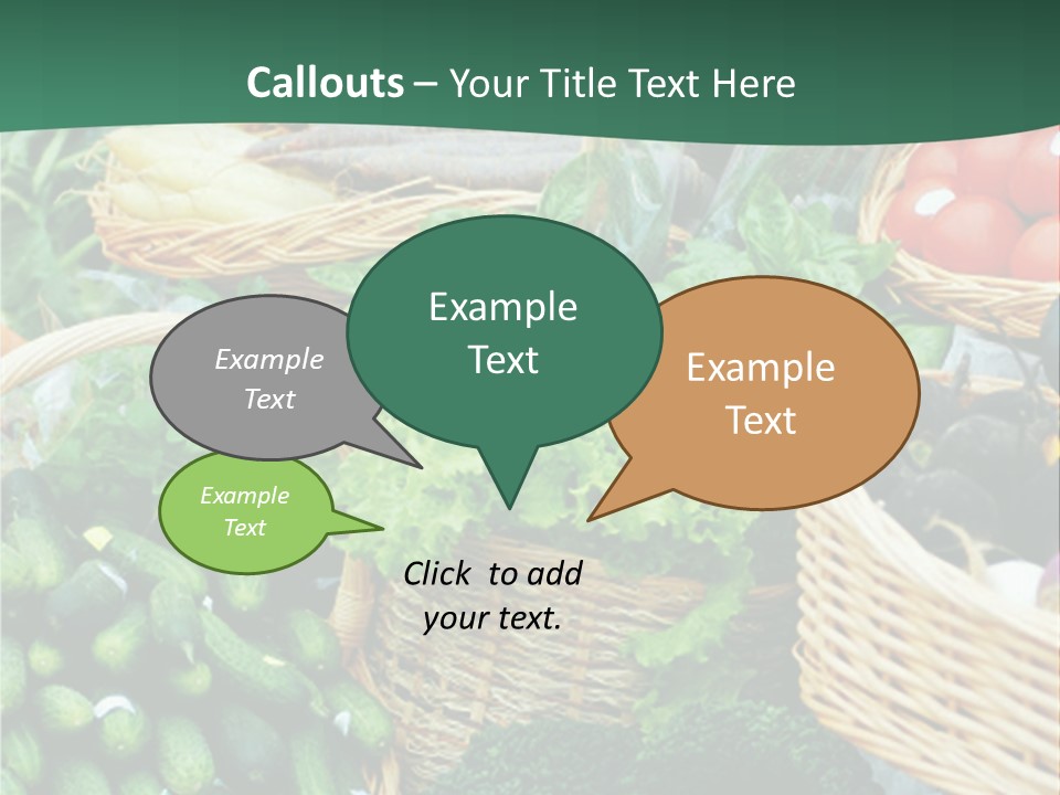A Bunch Of Baskets Filled With Different Types Of Vegetables PowerPoint Template