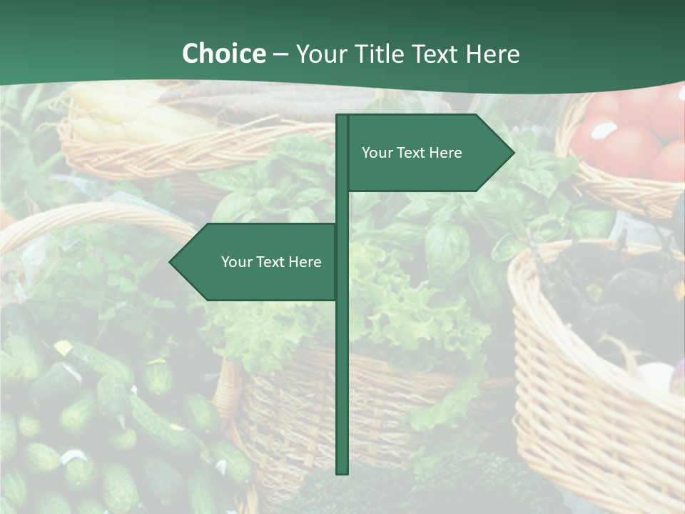 A Bunch Of Baskets Filled With Different Types Of Vegetables PowerPoint Template